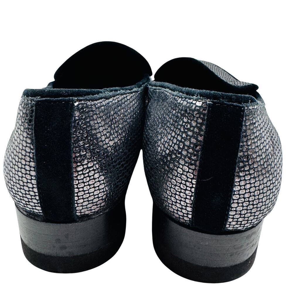 Donald Pliner Elen Metallic Gunmetal Textured Slip-on Comfort Loafers Women's 10 - Picture 5 of 11
